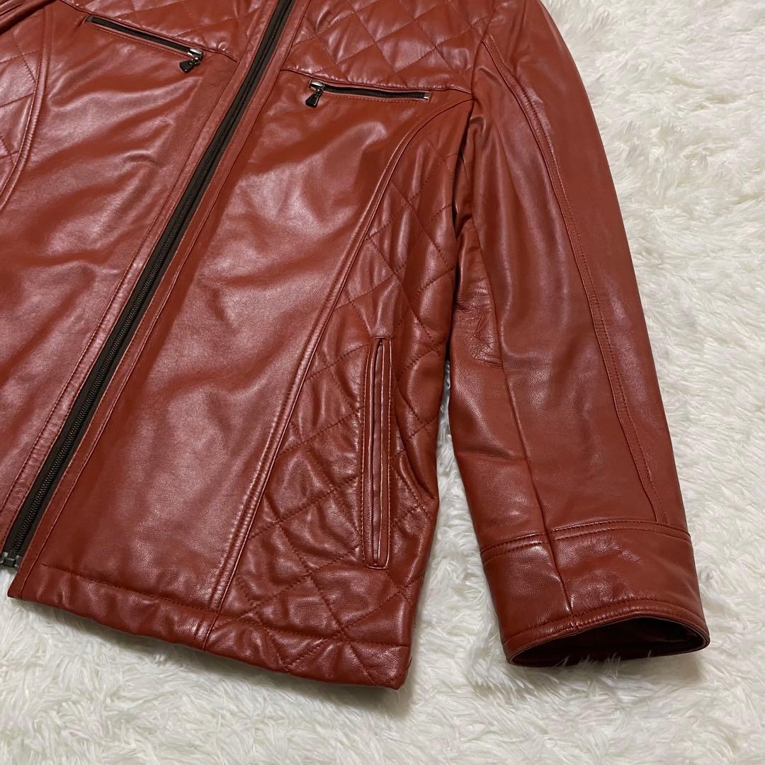 美品　バルマン　ラムレザー ジャケット　シングル　ライダース　キルティング