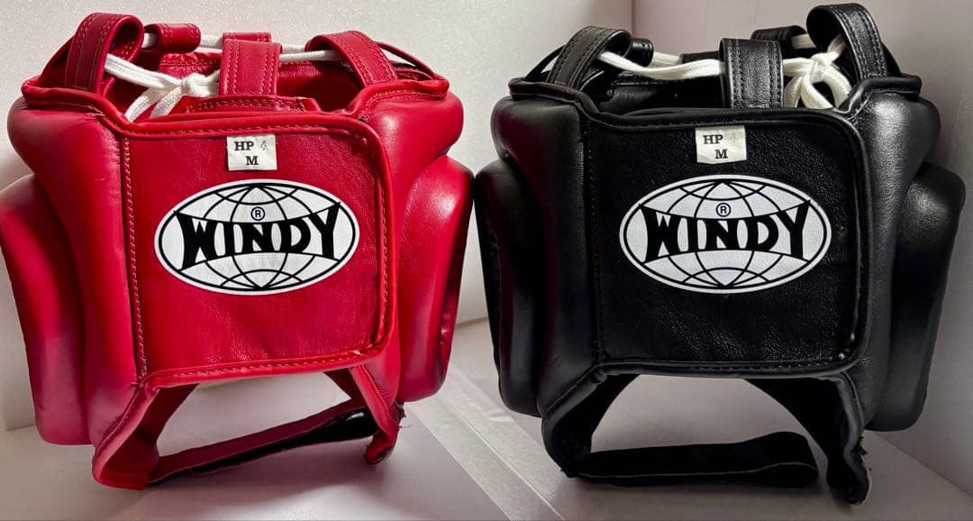 windy フェイスガード　ヘッドギア　Mサイズ　赤/黒セット