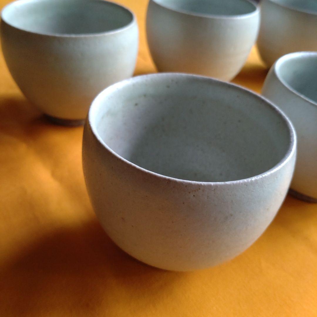 益子　浅野勝　青白磁湯呑五客揃え