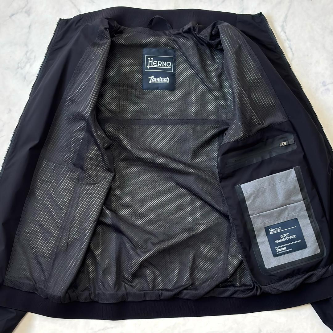 ヘルノ ラミナー ゴア Gore ロゴ ジップアップブルゾン 黒 46 tv1