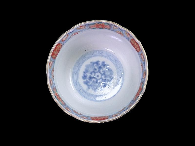 古伊万里　瓔珞紋に松竹梅　獅子に青海波の図　向付　３客　E766AS-fbtr