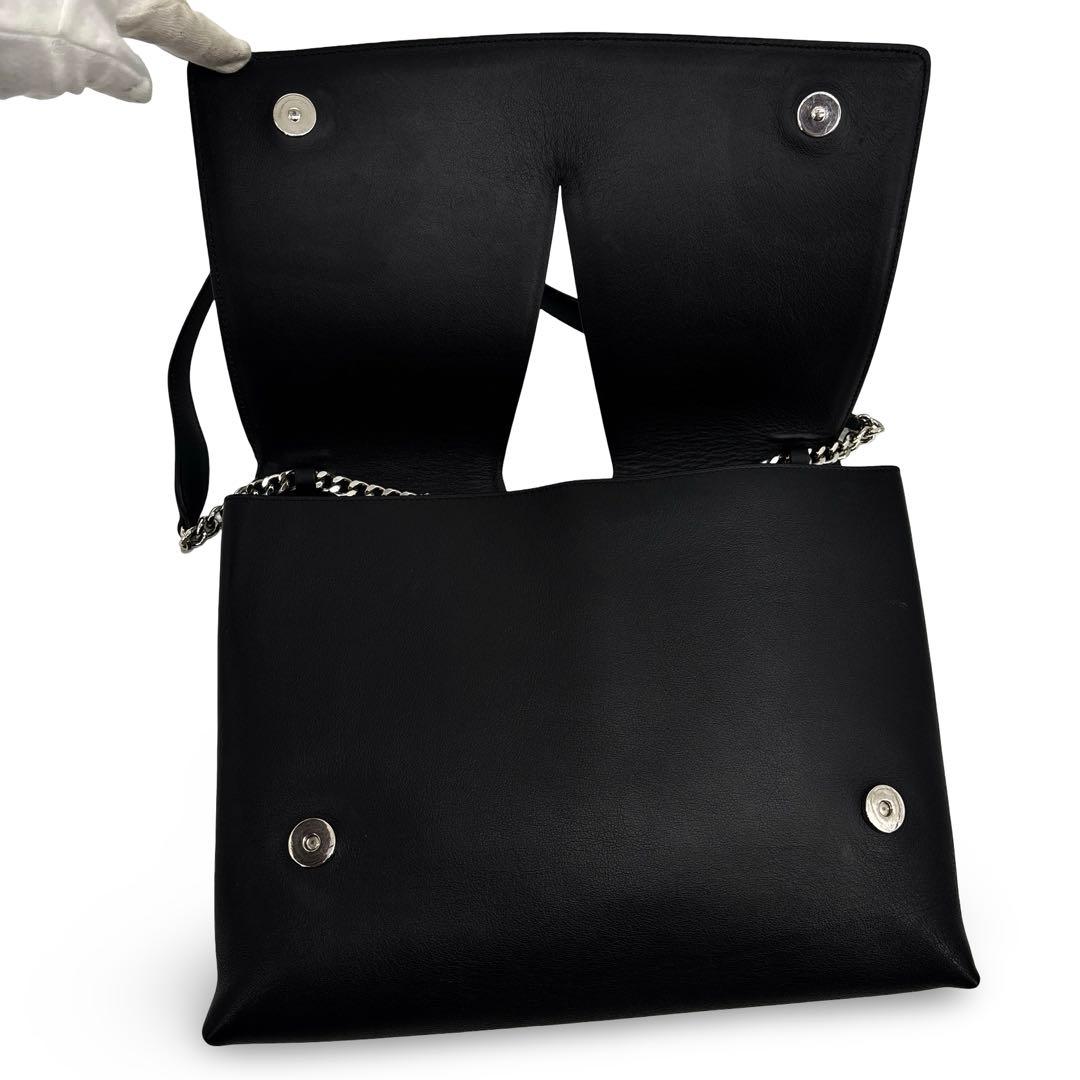 極美品】ジルサンダー チェーン ショルダーバッグ レザー ロゴ　肩掛け 黒