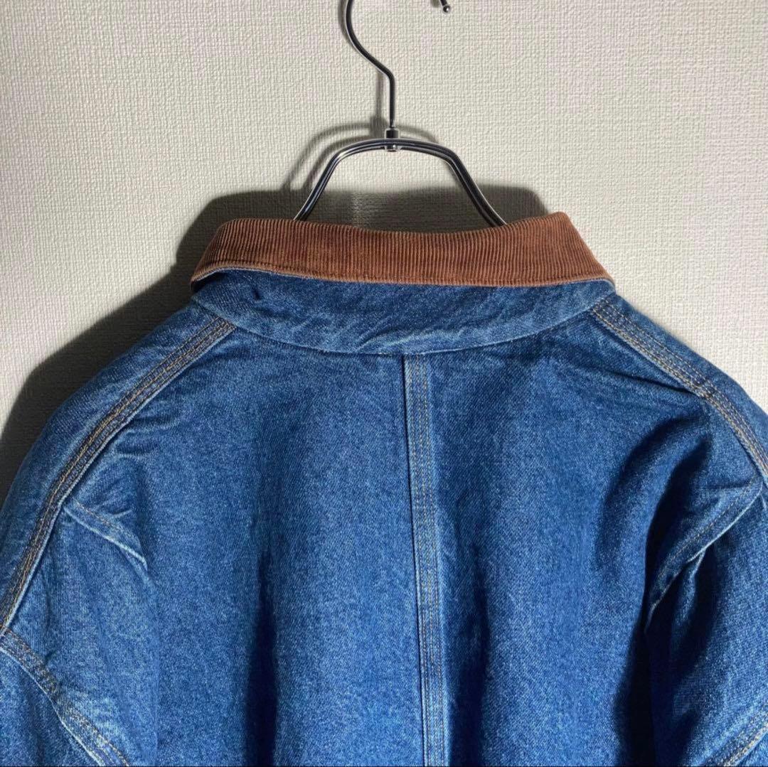 【USA製】Carhartt カバーオール デニムチョアコート 襟コーデュロイ