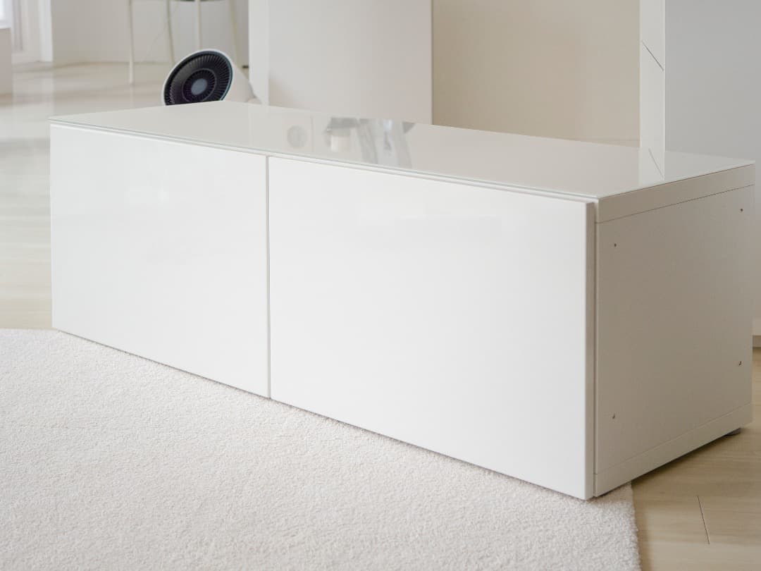 IKEA BESTAベストーローボード　幅120cm　ホワイトガラス天板　美品