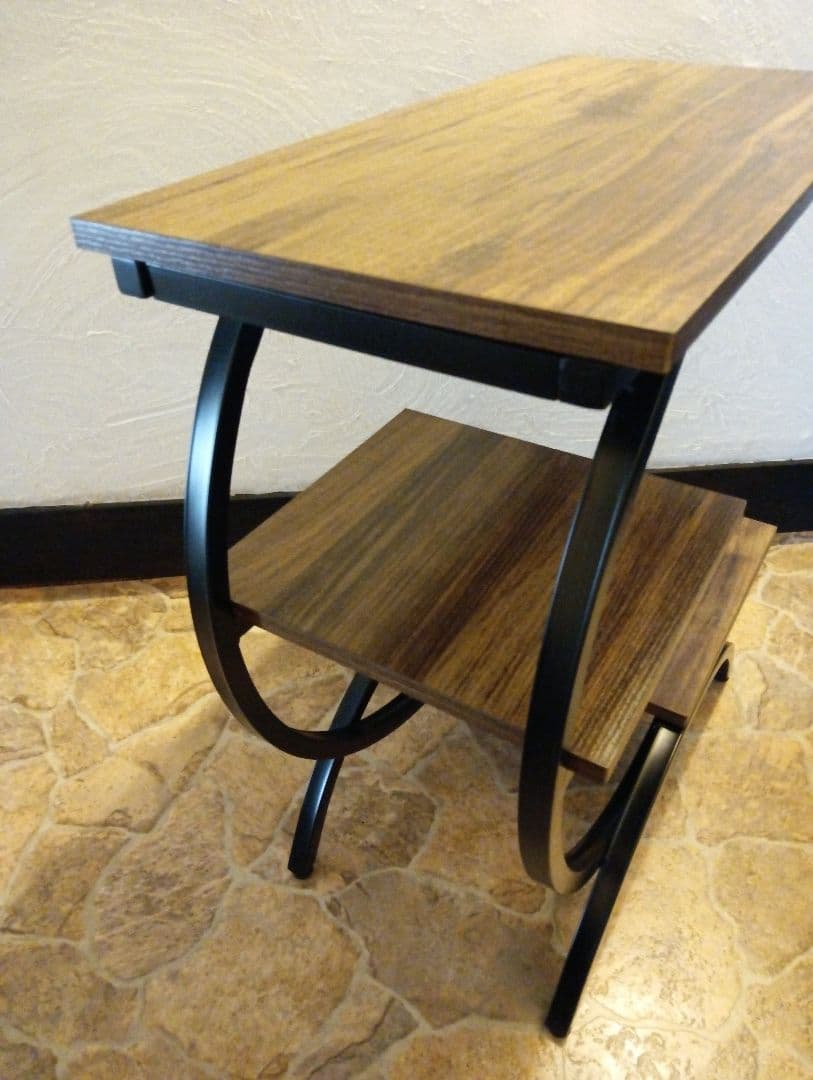 ダークブラウン 　サイドテーブル 　アイアン　リビング　ティーテーブル