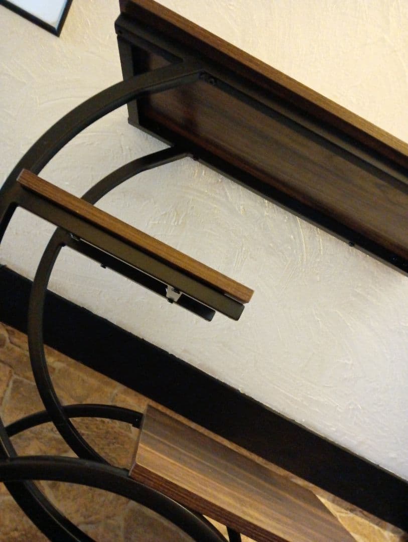 ダークブラウン 　サイドテーブル 　アイアン　リビング　ティーテーブル