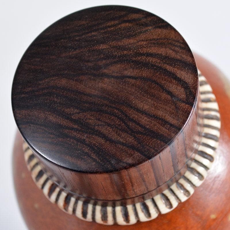 煎茶道具　瓢箪胴黒柿蓋製　波蒔絵　獣骨装飾　茶入　茶壷　M　R4656