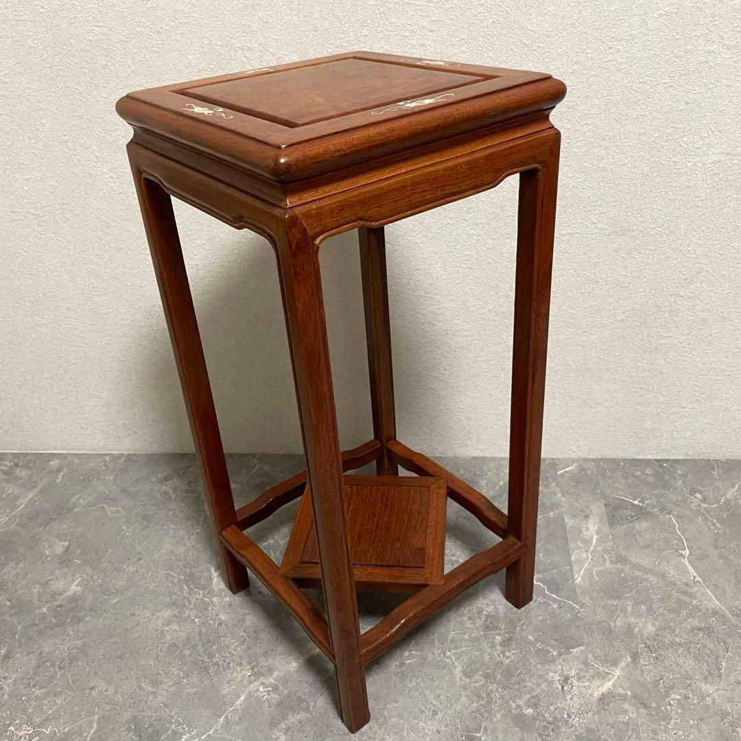 螺鈿細工 唐木　木工象嵌 花台　盆栽台