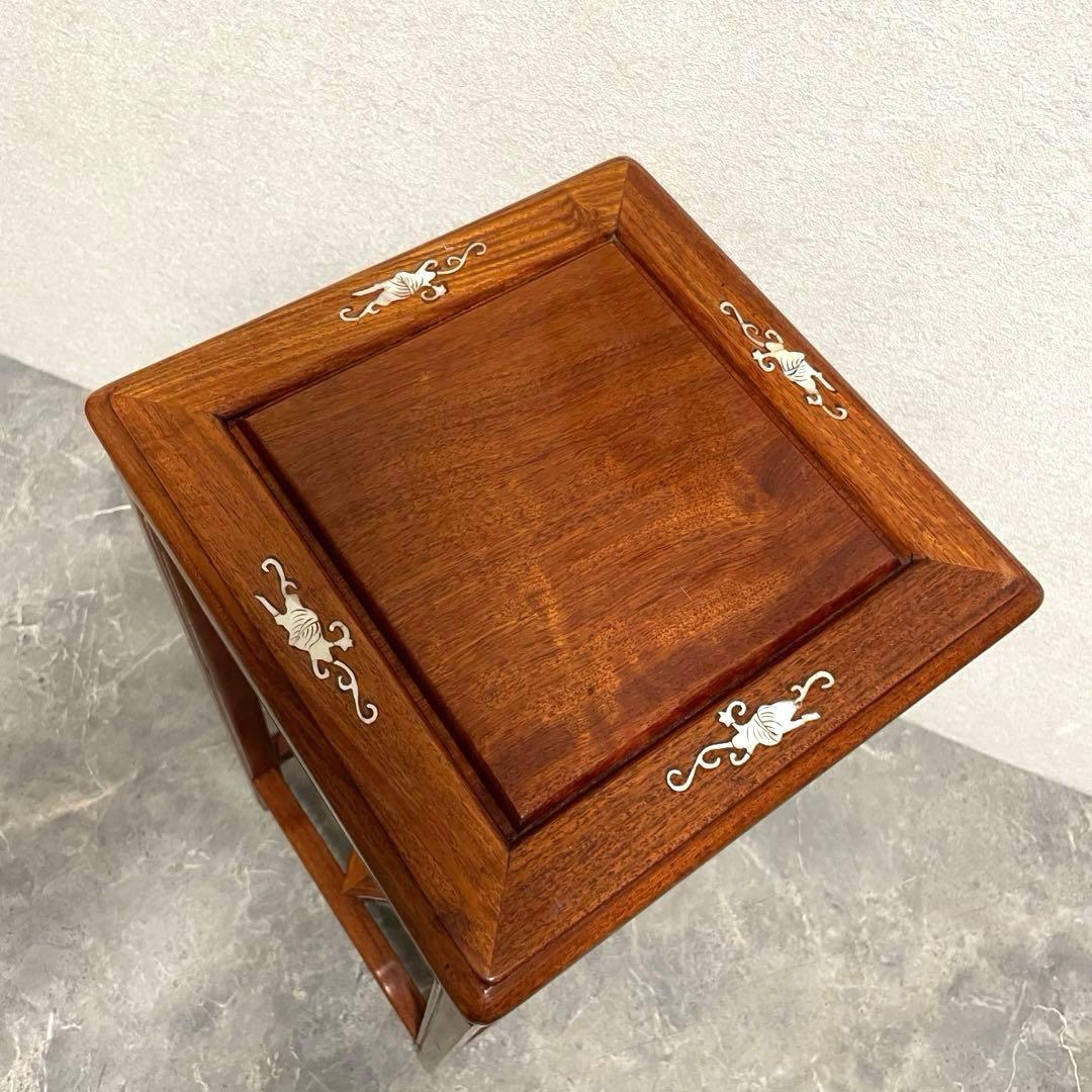 螺鈿細工 唐木　木工象嵌 花台　盆栽台