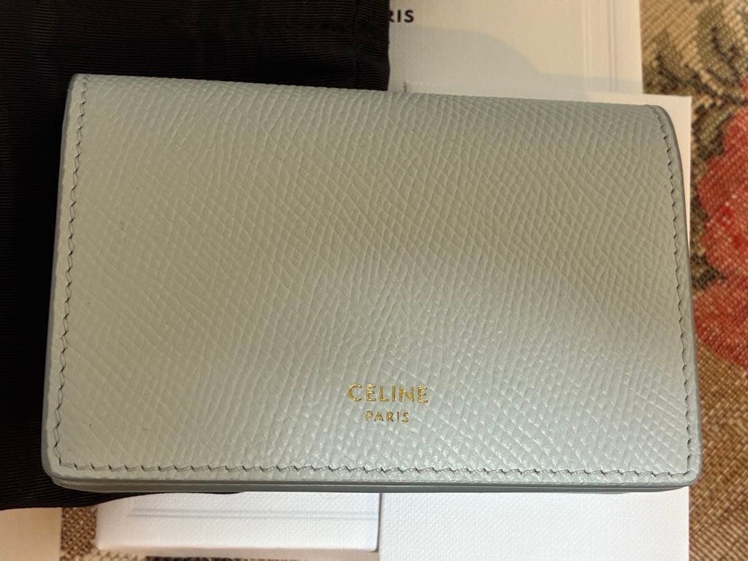 CELINE ソフトブルー レザー カードホルダー
