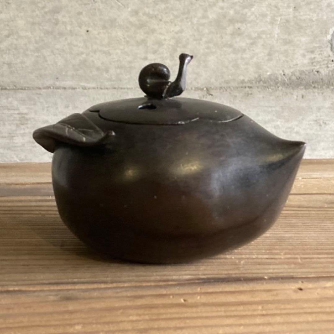 古い味のある香炉 銅製 柿 カタツムリ 小物入れ 置物 和風 工芸品 レトロ