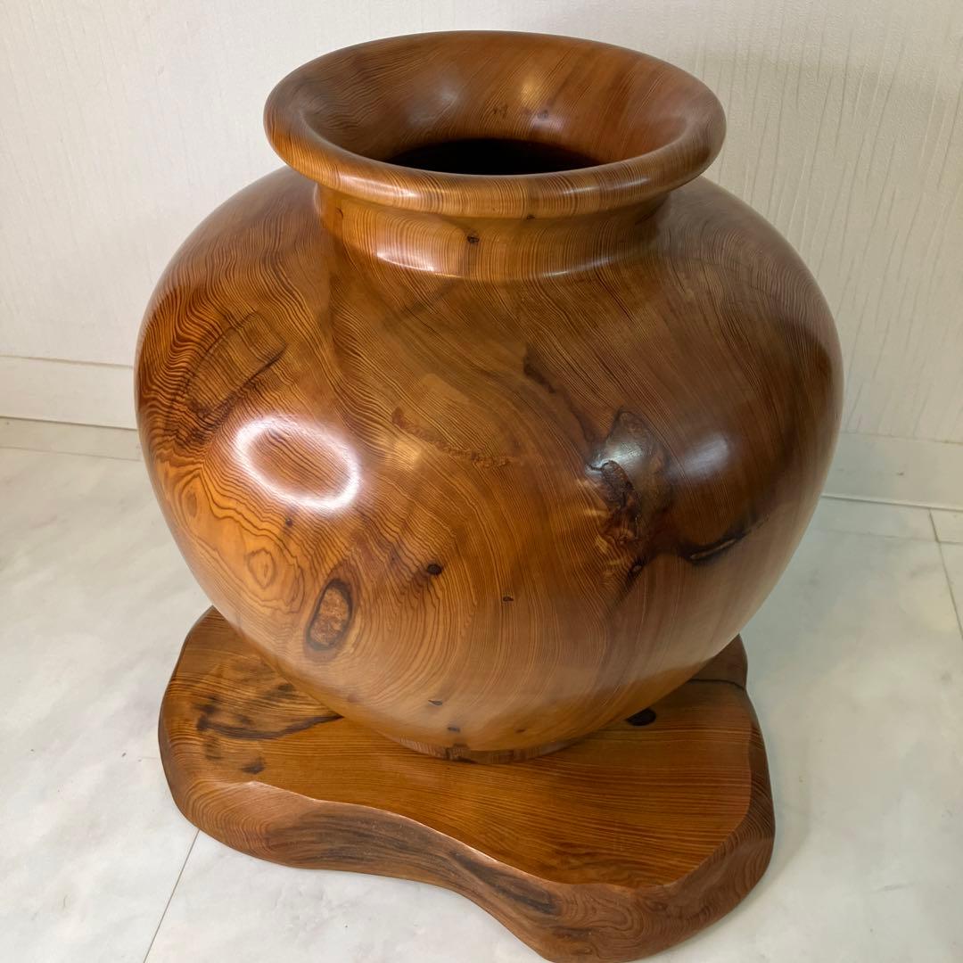 希少　特大壺　壺　屋久杉工芸品　屋久杉壺　特大壺　台座セット