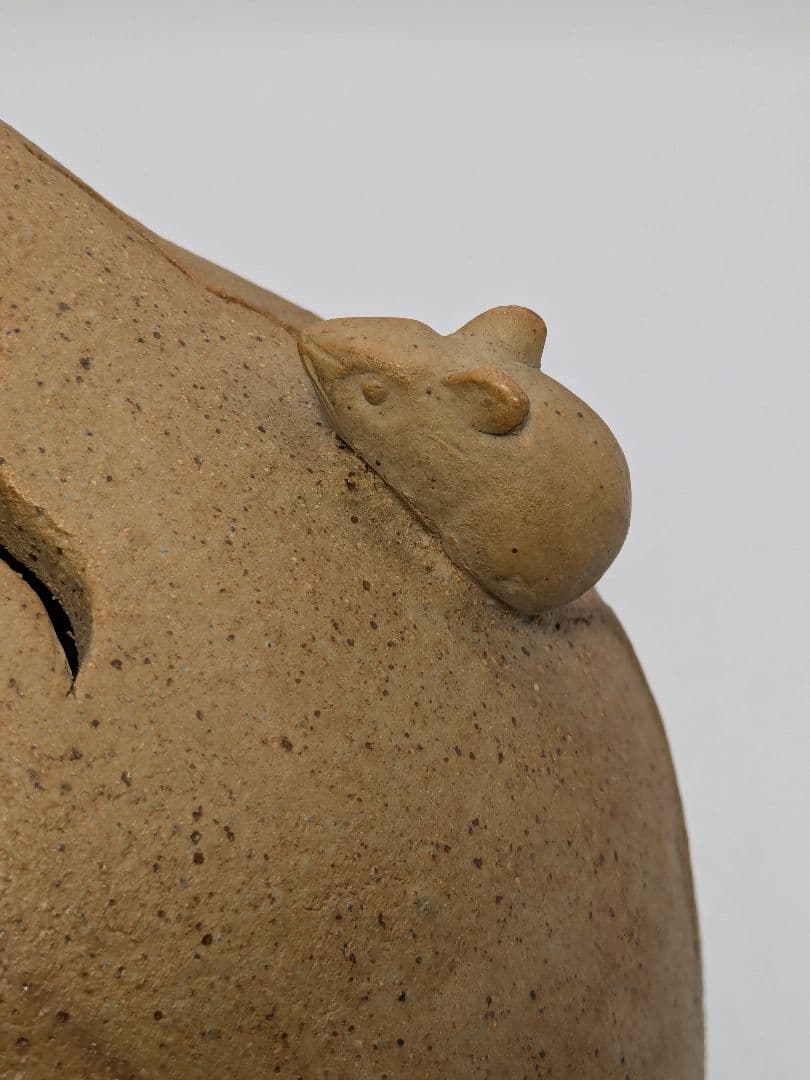 岡山県重要無形文化財 浦上善次 備前焼 壬子伏香炉 共箱 茶道具 香道具 ネズミ