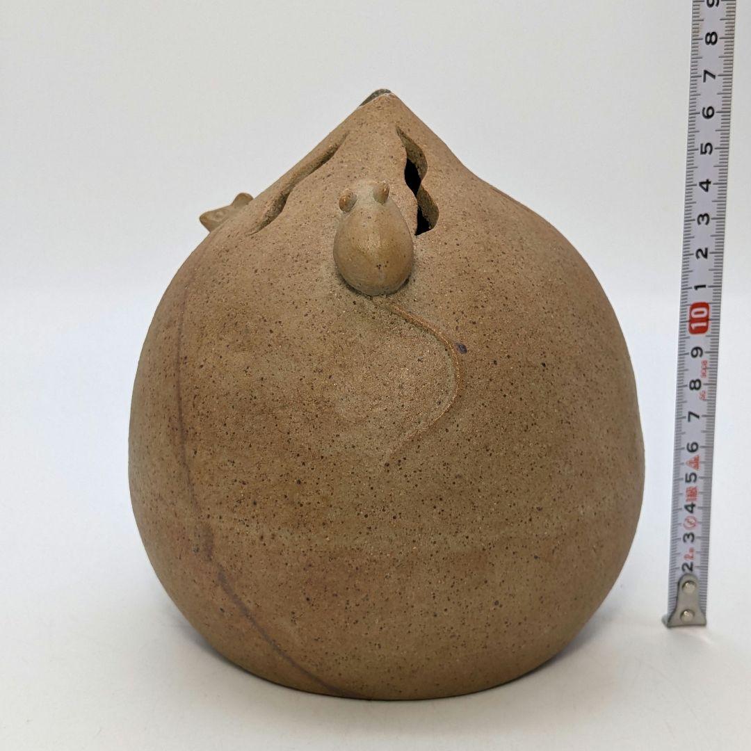 岡山県重要無形文化財 浦上善次 備前焼 壬子伏香炉 共箱 茶道具 香道具 ネズミ