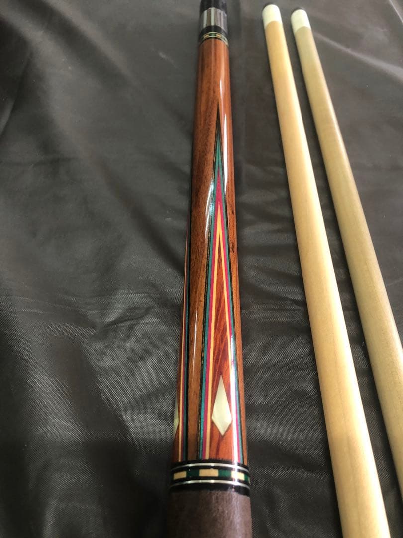 ビリヤード　ビギナー向け　本ハギ　4剣　インレイ入り　キュー　キューケースセット