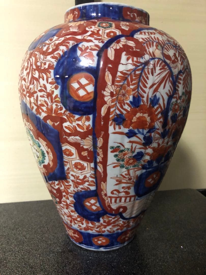 どっしり迫力ある花籠色絵の伊万里大壺 検古伊万里骨董古道具花活