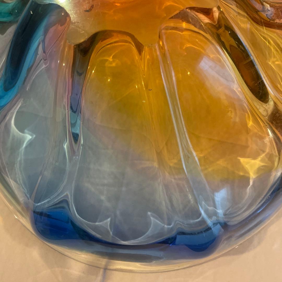 多色波状デザインガラスボウル