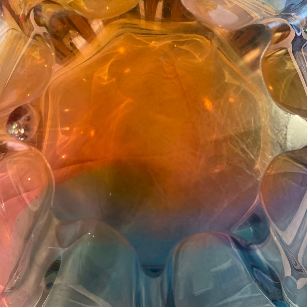 多色波状デザインガラスボウル