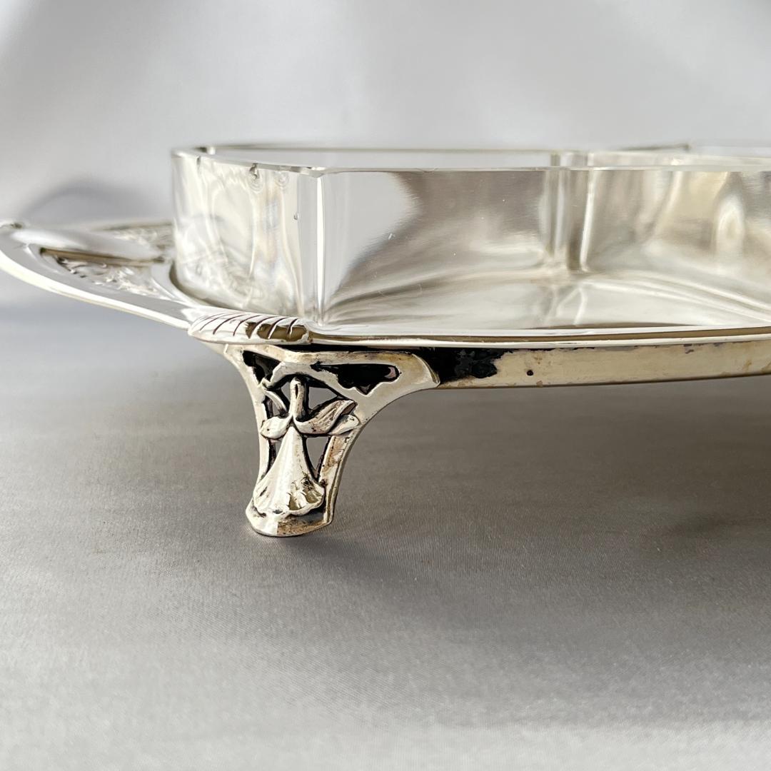 【英国】オードブルプレート【シルバープレート / ガラス】セパレート