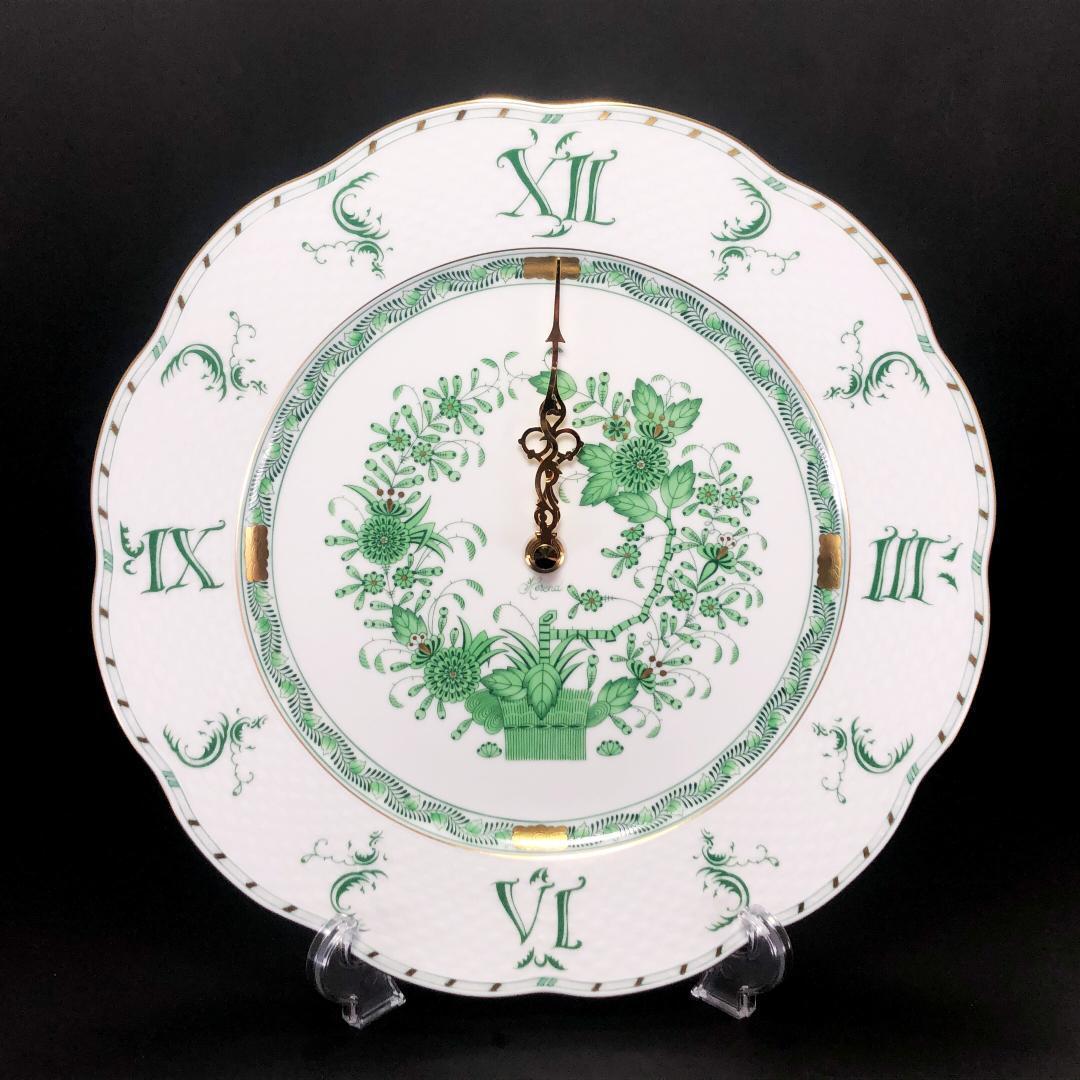 【未使用・箱付き】ヘレンド／インドの華 ウォールクロック 金彩