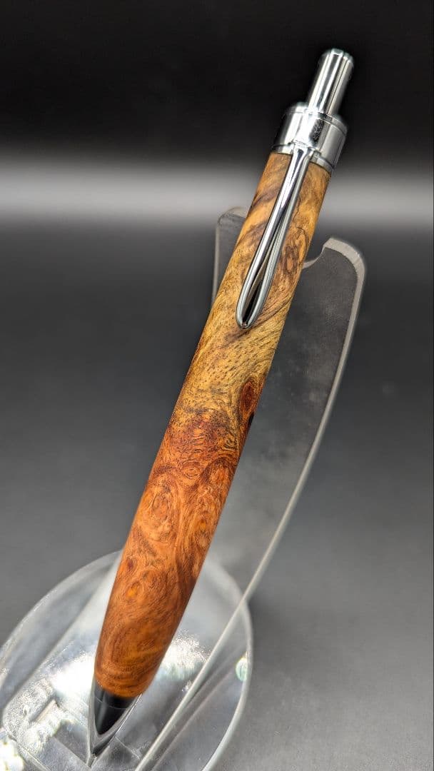 227ペン工房翌檜　花梨　紅白　源平　瘤杢　木軸シャーペン　ボールペン