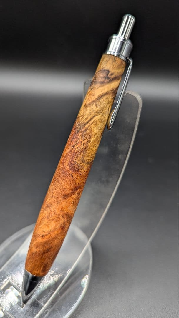 227ペン工房翌檜　花梨　紅白　源平　瘤杢　木軸シャーペン　ボールペン