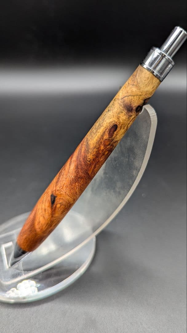 227ペン工房翌檜　花梨　紅白　源平　瘤杢　木軸シャーペン　ボールペン