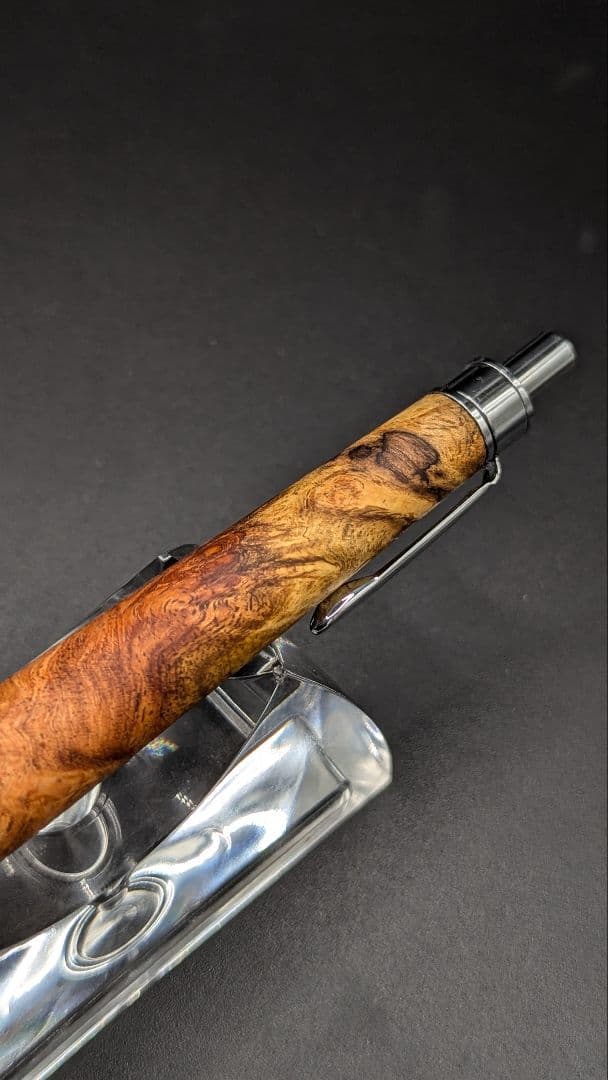 227ペン工房翌檜　花梨　紅白　源平　瘤杢　木軸シャーペン　ボールペン