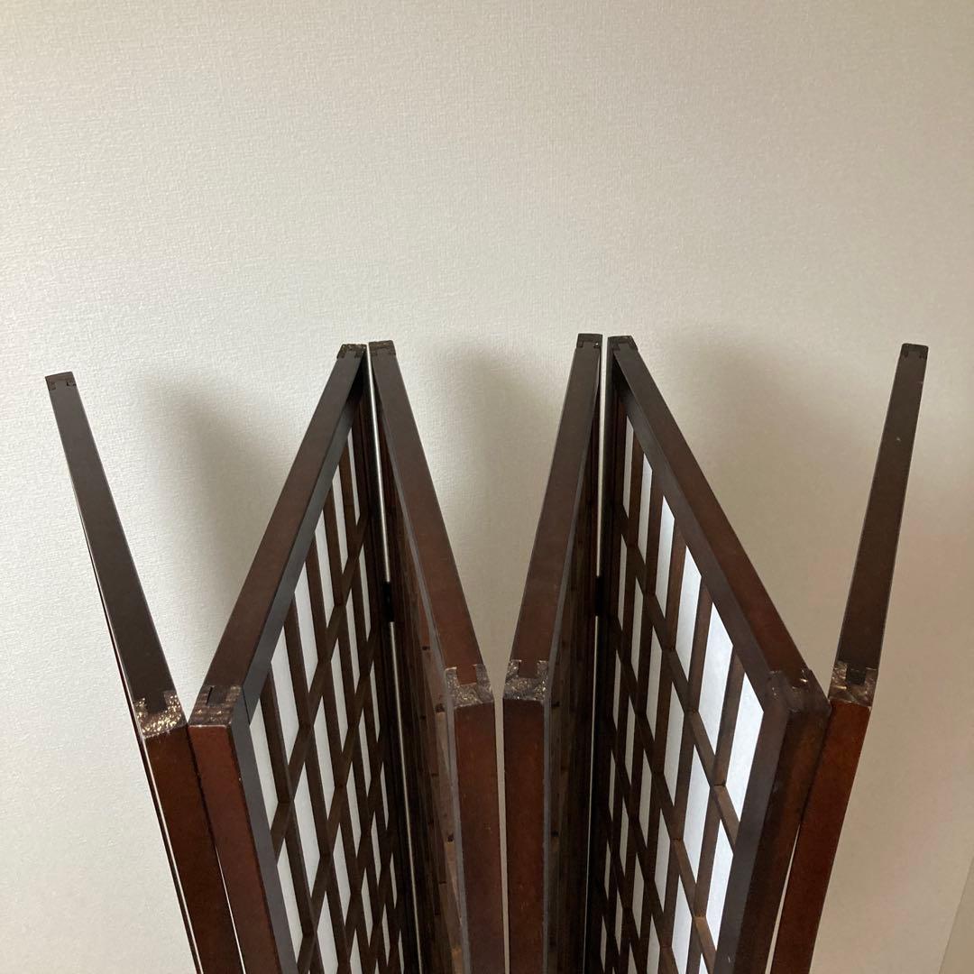 パーテーション　木製　6連　格子模様　昭和レトロ　和風