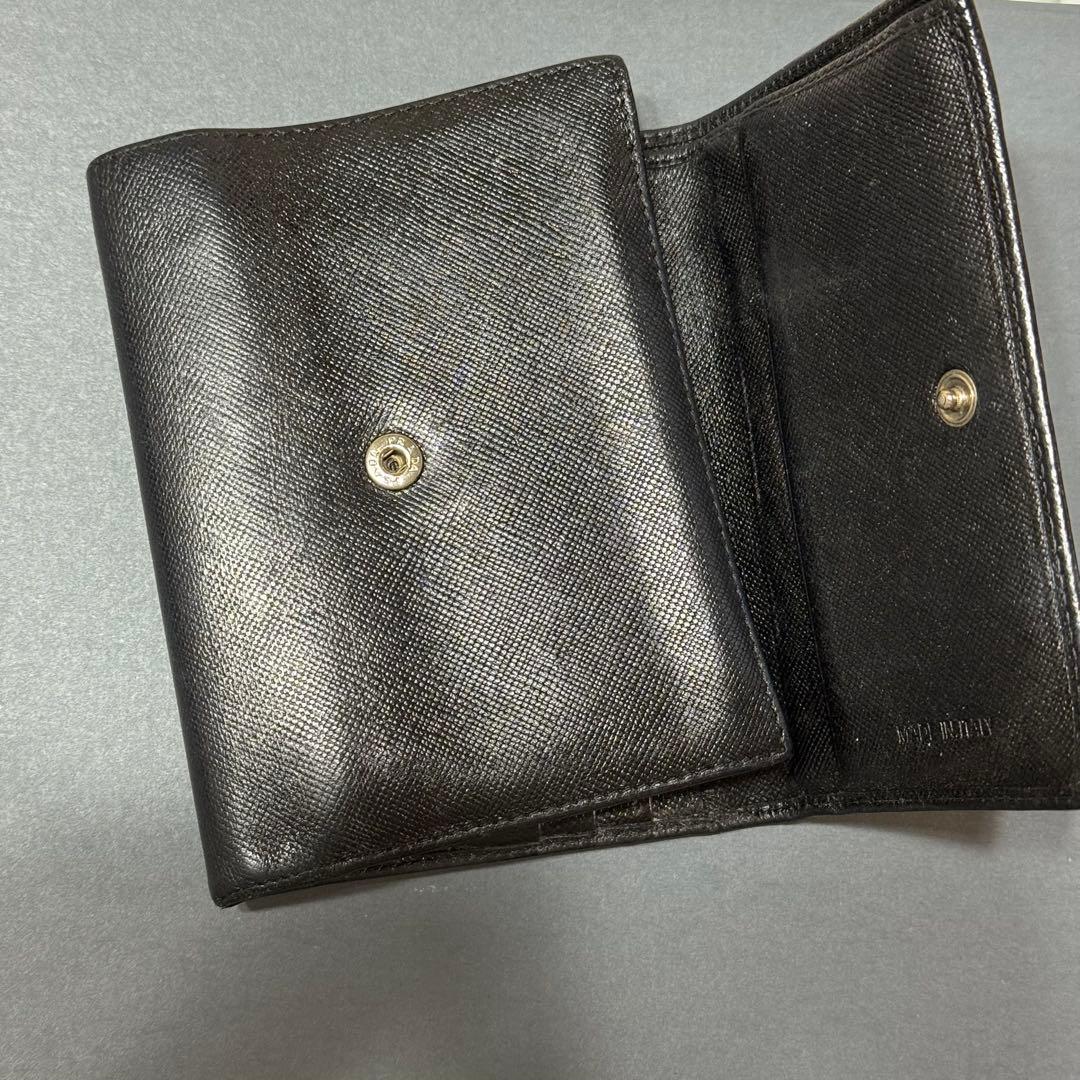 PRADA プラダ◆黒ブラック◆折財布◆三角ロゴ ◆フルレザー