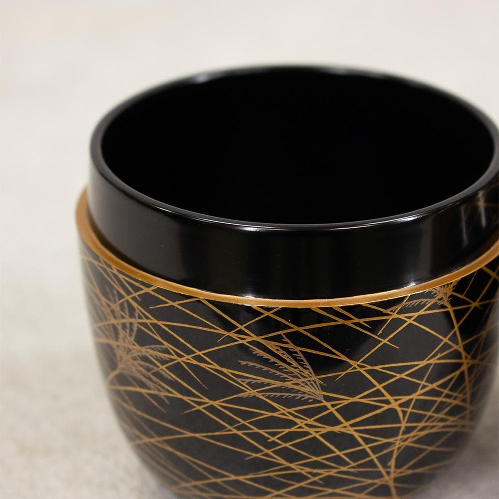 岡本漆専堂 棗 月にすすき 黒塗蒔絵銀彩 茶道具 共箱