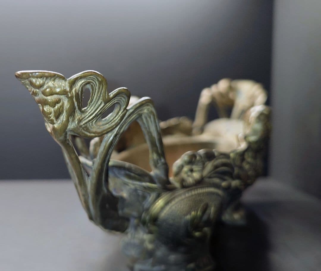 真鍮製アンティークジャルディニエール　アールヌーボーデザイン