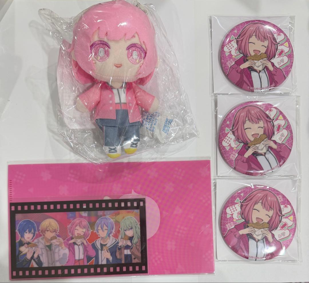 鳳えむ　ぬいぐるみマスコット グリッター缶バッジ はぴこれ