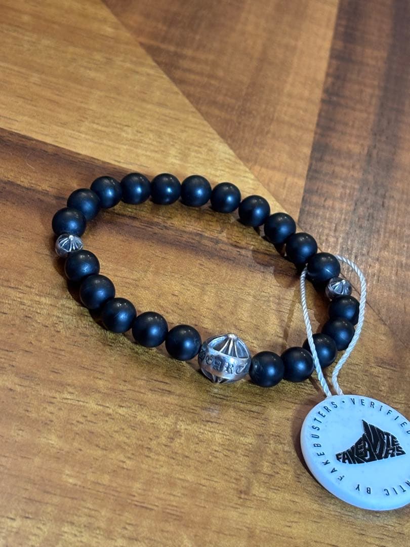 クロムハーツビーズブレスレット オニキス8ミリ　鑑定済み