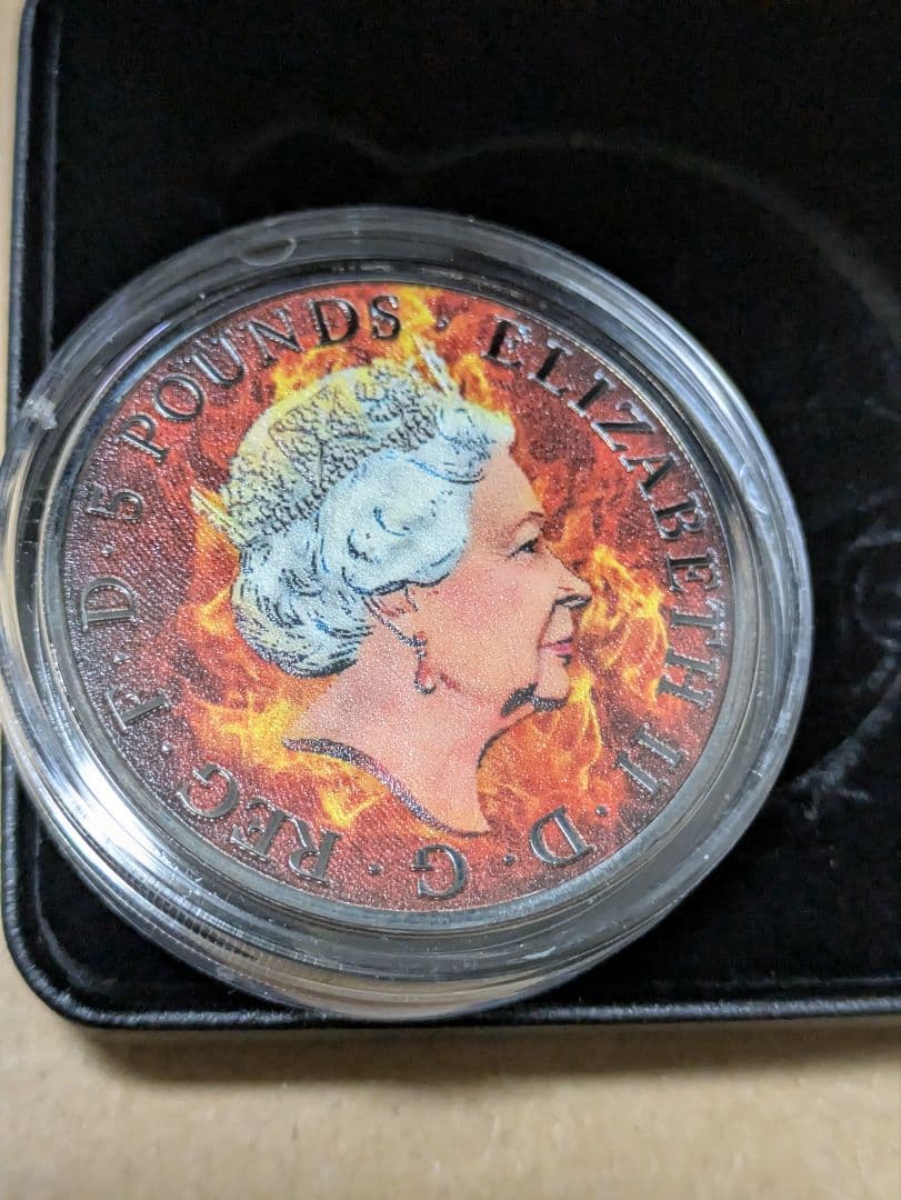 ロイヤルチューダー燃えるライオン2オンス純銀