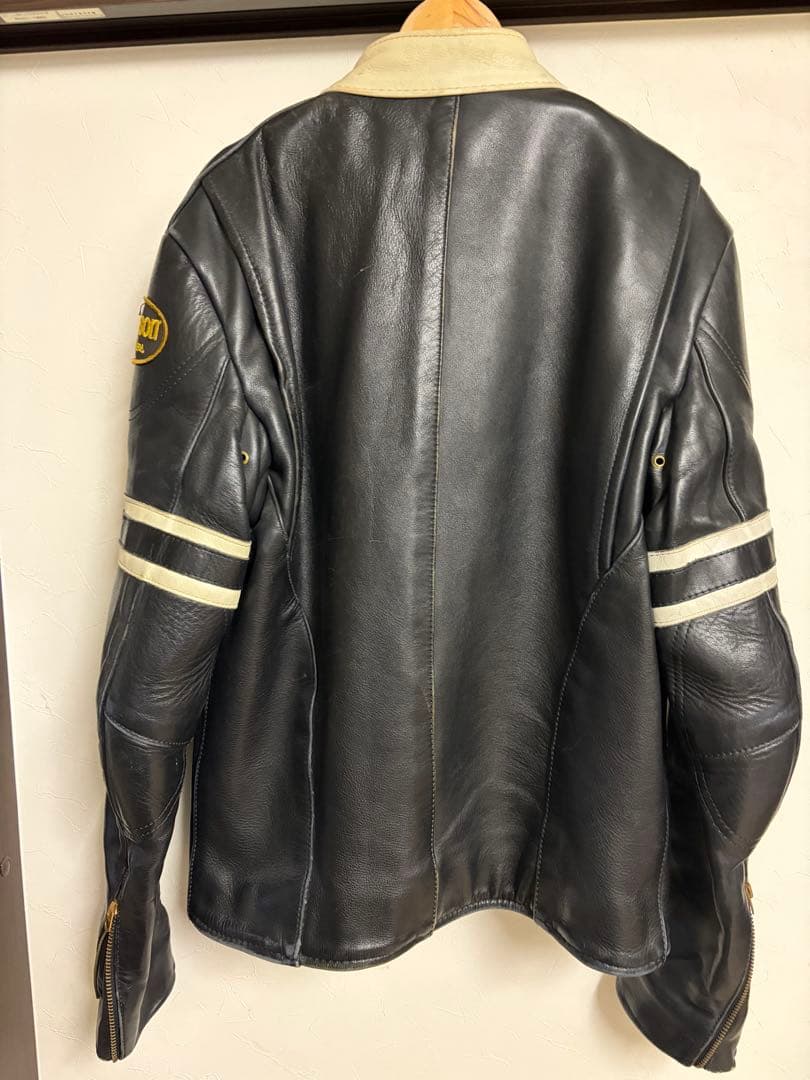 VANSONシングルライダースジャケットブラック/ホワイト/ブラックsize38