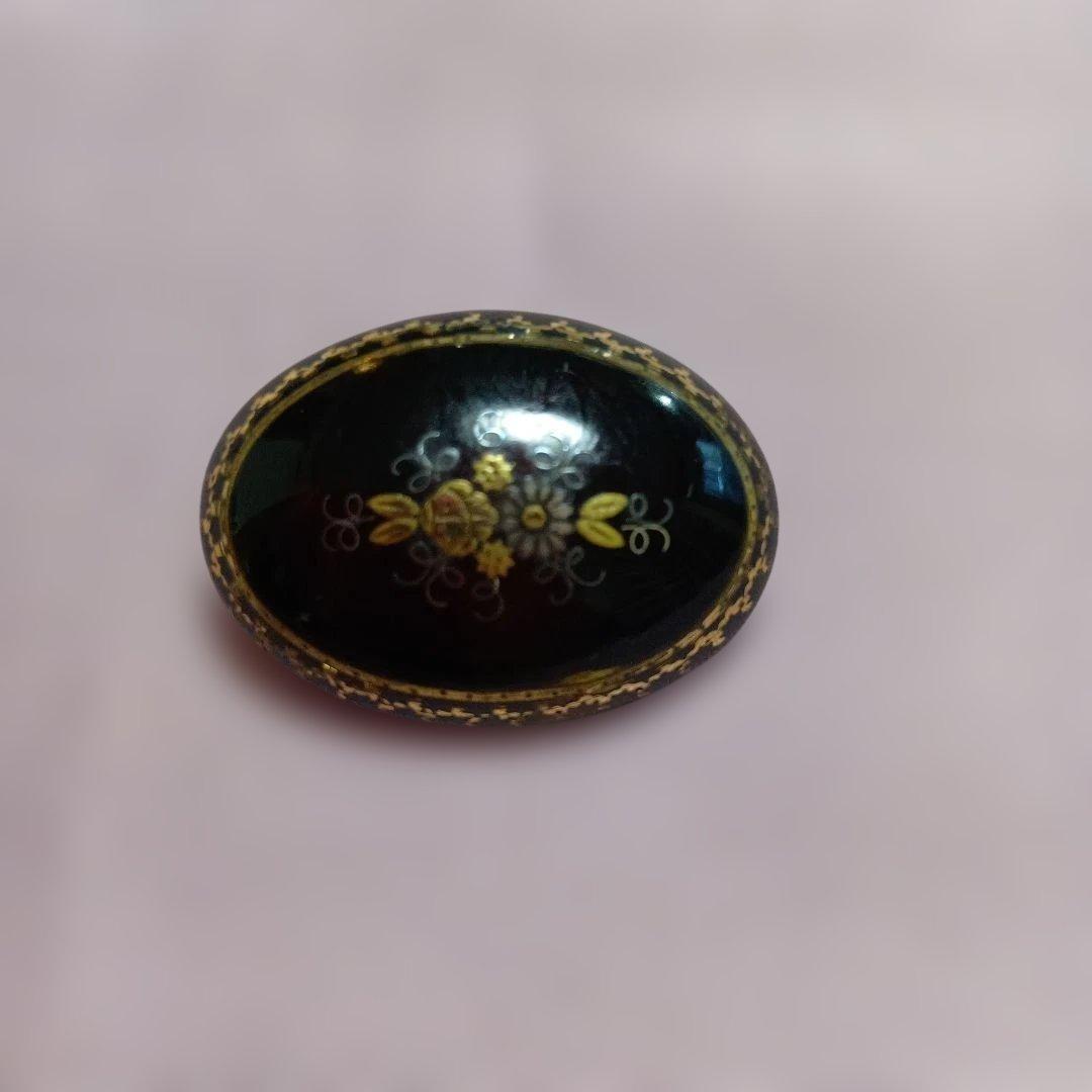 アンティーク象嵌ブローチ　花模様