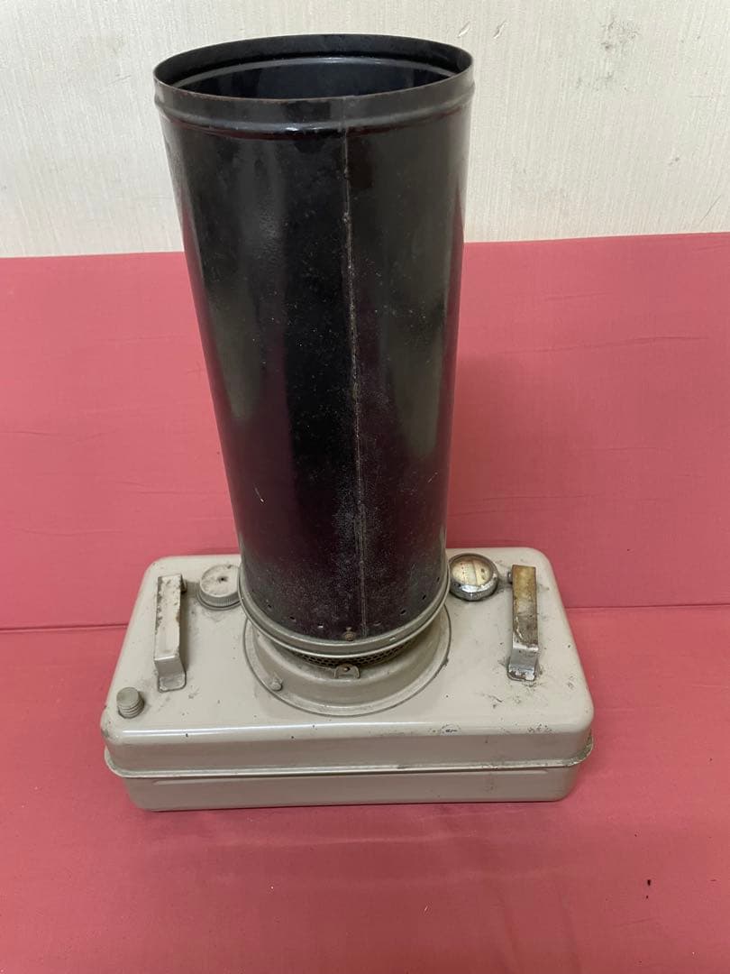 未動確品 昭和レトロ 金属製ストーブ 圧力計付き ブラック グレー