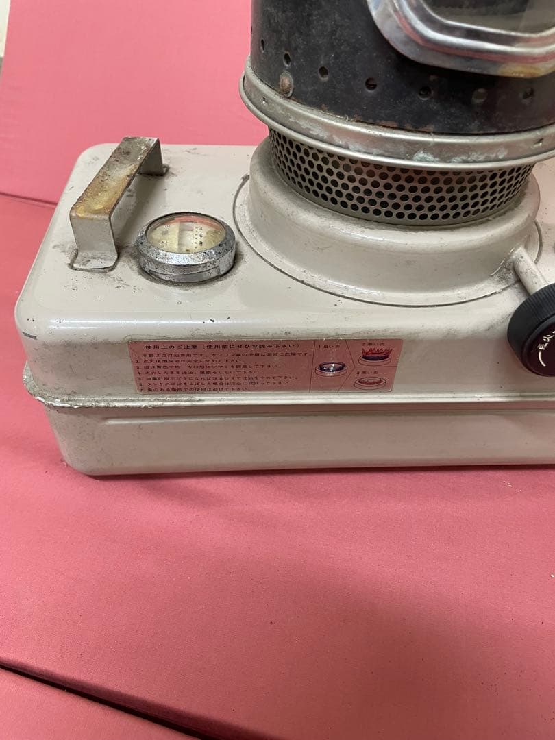 未動確品 昭和レトロ 金属製ストーブ 圧力計付き ブラック グレー