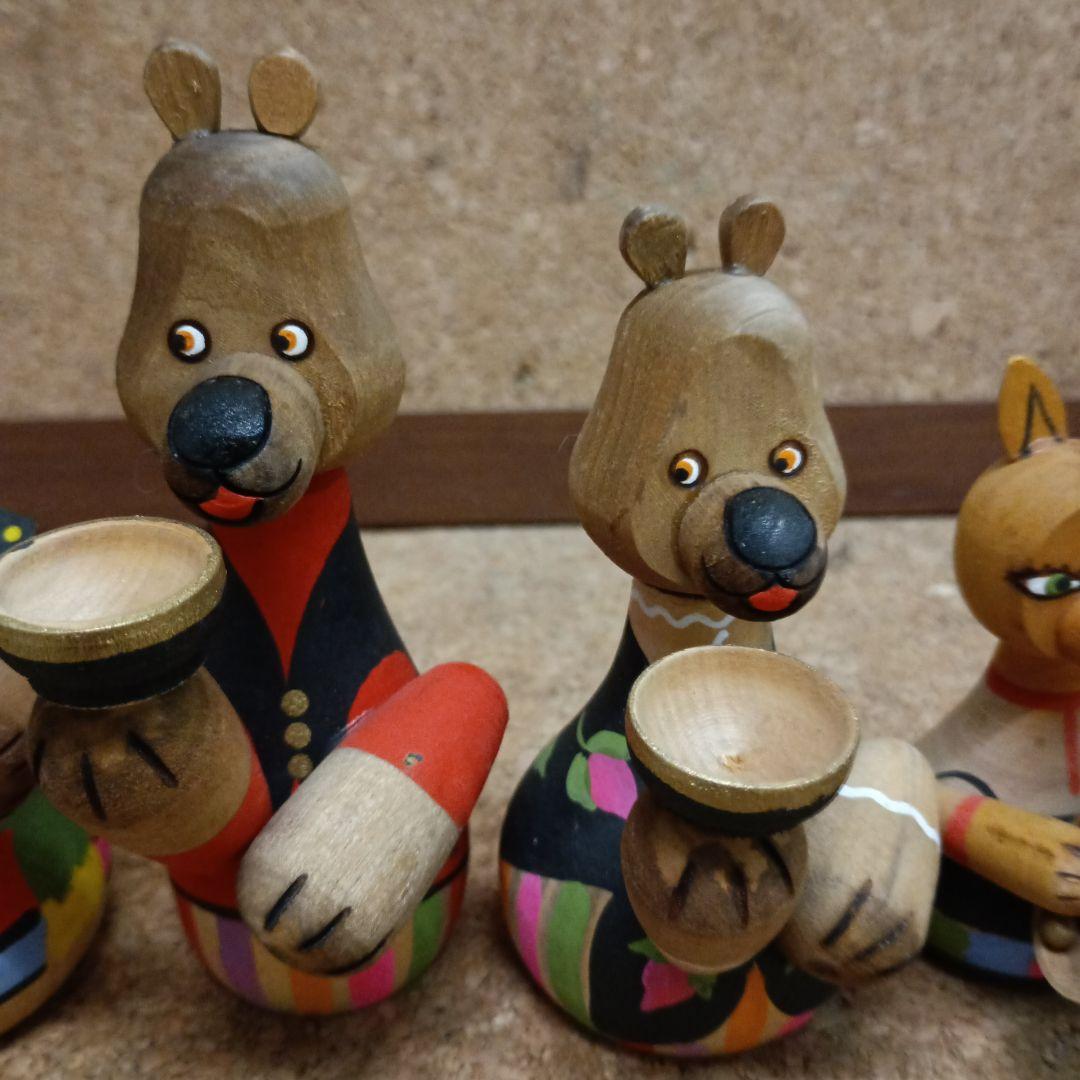 3970）ロシア製木製動物人形　置物　6体　ソビエト連邦時代