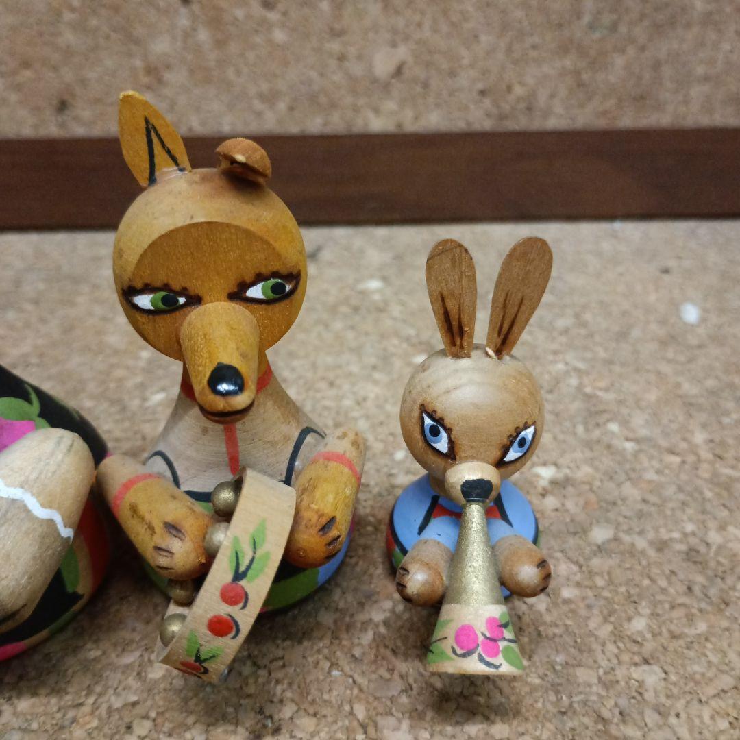 3970）ロシア製木製動物人形　置物　6体　ソビエト連邦時代