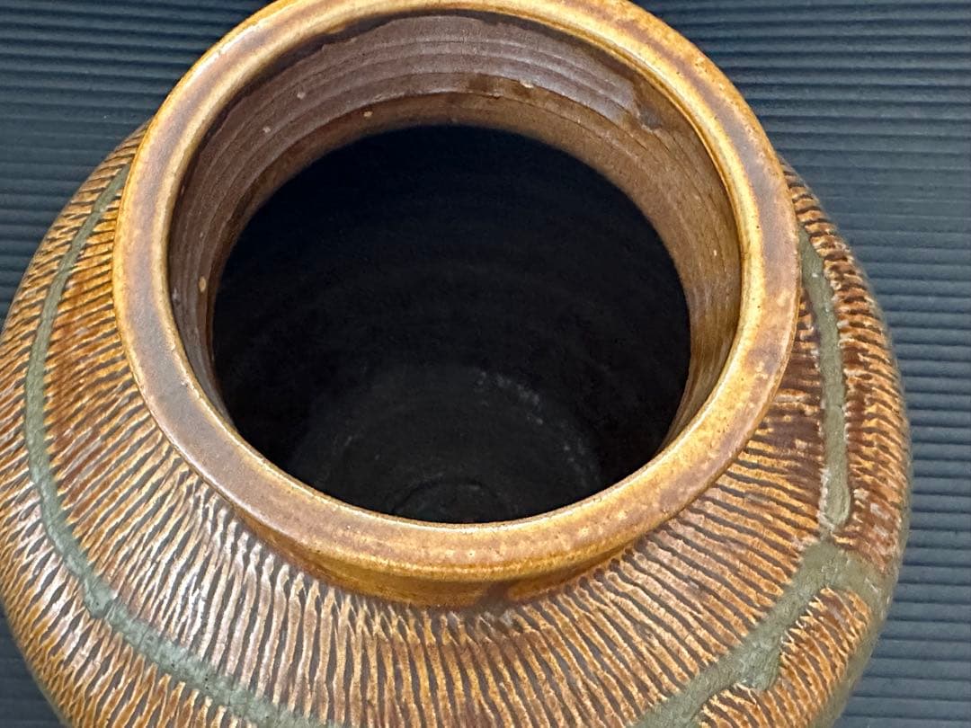 小鹿田焼　釉薬流し　壺　花瓶　民藝　陶芸　置物　美術品　工芸品