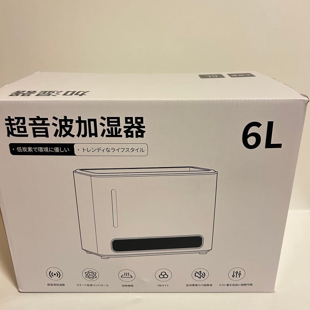 早い者勝ち❣️ 加湿器 大容量 6L ダブル吹出口 加熱式 パワフル加湿