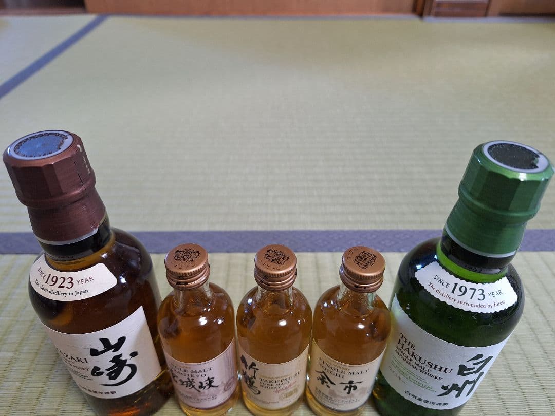 山崎、白州、竹鶴、宮城峡、余市のミニボトル５本セット
