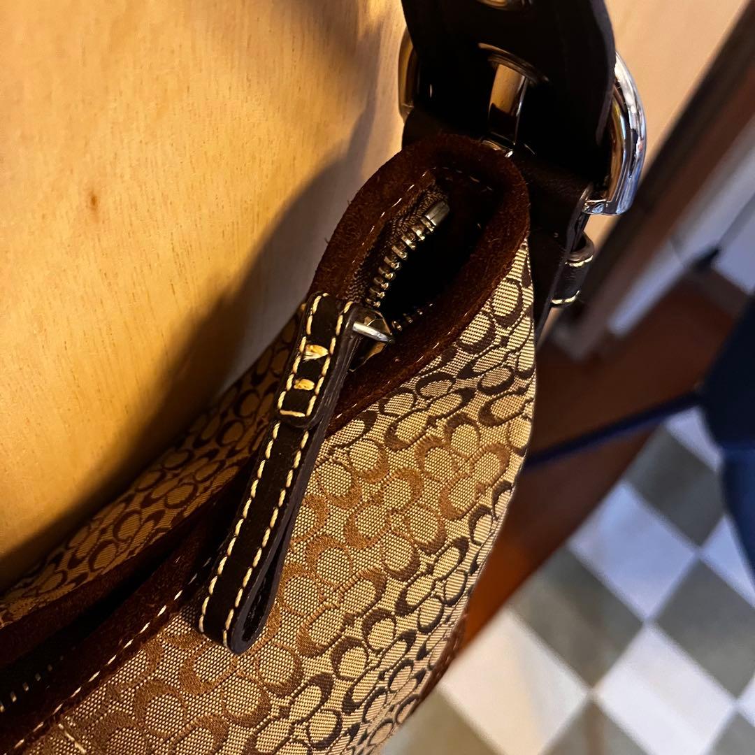 COACH シグネチャー ワンショルダー キャンバス レザー スエード