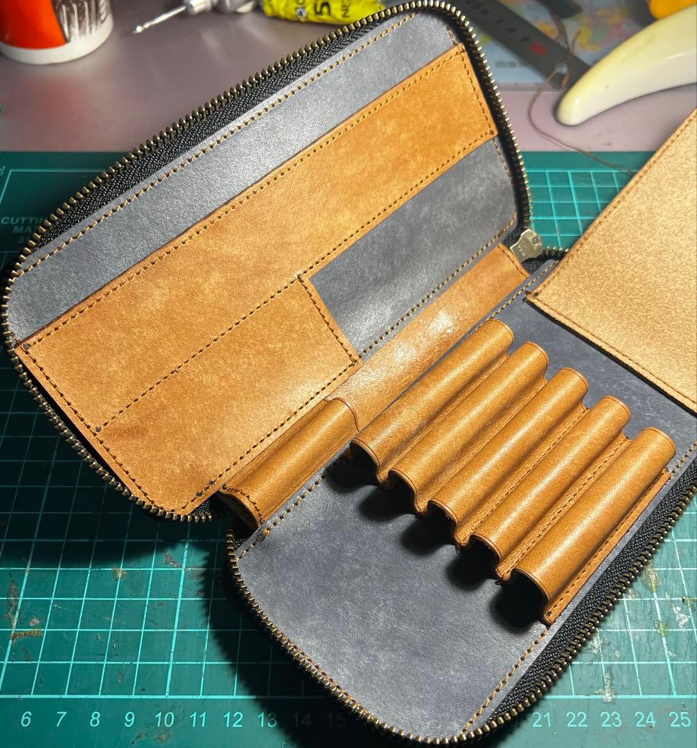 チ*ー様 プエブロレザー　ラウンドジップペンケース（検　バハギア　野原工芸　工房