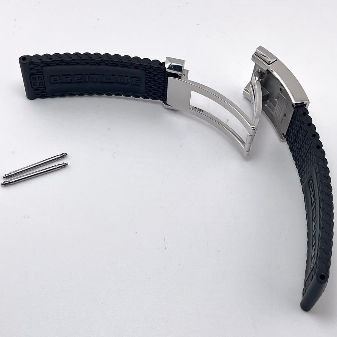 【美品】ブライトリング ミラネーゼラバーベルト Dバックル 22-20 黒 鏡面