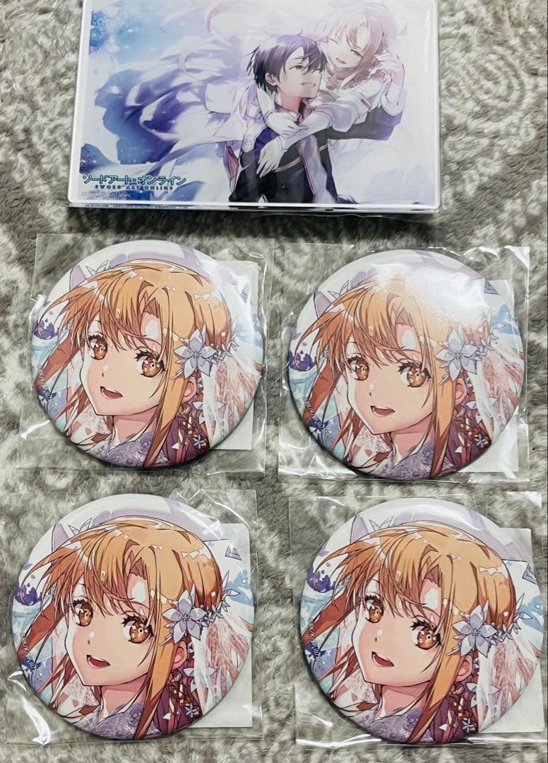 希少　ソードアートオンライン アスナ 75mm 缶バッジ くじ引き堂　4点