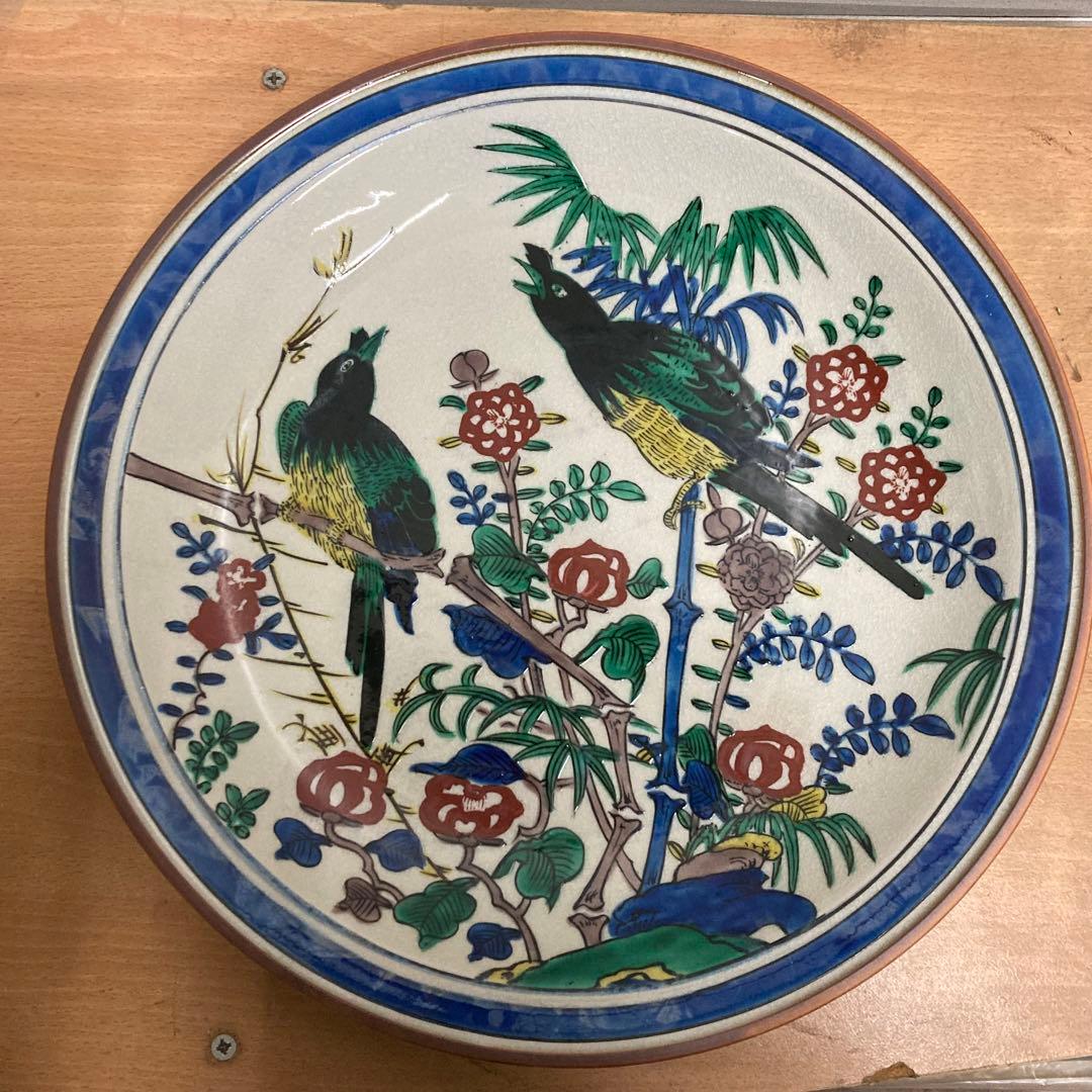 九谷焼　飾皿　花鳥図大皿　(松月)