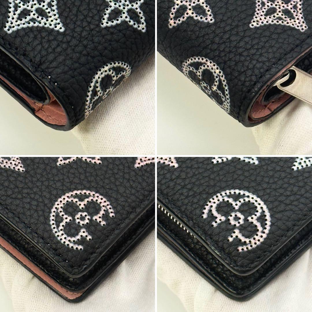 極美品 希少✨ルイヴィトン マヒナ フライトモード クレア 二つ折り財布黒ピンク